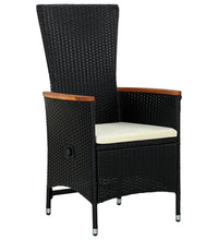 3-tlg. Garten-Essgruppe mit Kissen Schwarz Poly Rattan