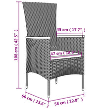 11-tlg. Garten-Essgruppe mit Kissen Grau Poly Rattan