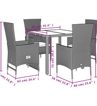 5-tlg. Garten-Essgruppe mit Kissen Beige Poly Rattan