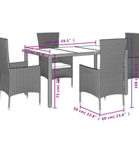 5-tlg. Garten-Essgruppe mit Kissen Beige Poly Rattan