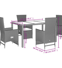 5-tlg. Garten-Essgruppe mit Kissen Beige Poly Rattan