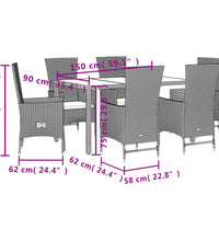 7-tlg. Garten-Essgruppe mit Kissen Beige Poly Rattan