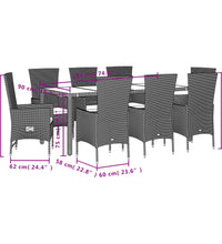 9-tlg. Garten-Essgruppe mit Kissen Beige Poly Rattan