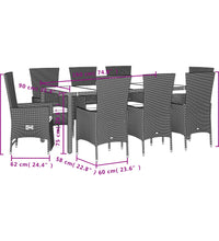 9-tlg. Garten-Essgruppe mit Kissen Beige Poly Rattan