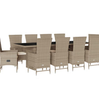 11-tlg. Garten-Essgruppe mit Kissen Beige Poly Rattan