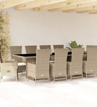 11-tlg. Garten-Essgruppe mit Kissen Beige Poly Rattan