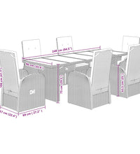 7-tlg. Garten-Essgruppe mit Kissen Grau Poly Rattan