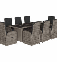 9-tlg. Garten-Essgruppe mit Kissen Grau Poly Rattan