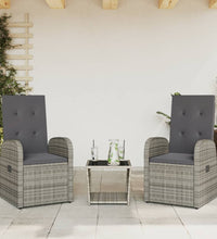 3-tlg. Garten-Essgruppe mit Kissen Grau Poly Rattan