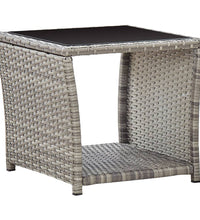 3-tlg. Garten-Essgruppe mit Kissen Grau Poly Rattan