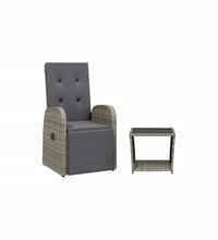 2-tlg. Garten-Essgruppe mit Kissen Grau Poly Rattan