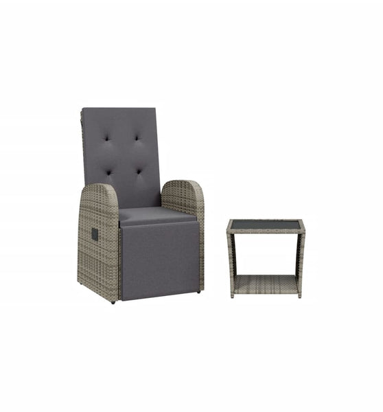 2-tlg. Garten-Essgruppe mit Kissen Grau Poly Rattan