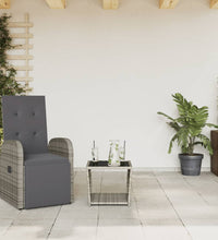 2-tlg. Garten-Essgruppe mit Kissen Grau Poly Rattan