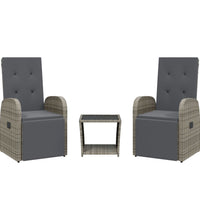 3-tlg. Garten-Essgruppe mit Kissen Grau Poly Rattan