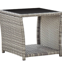 3-tlg. Garten-Essgruppe mit Kissen Grau Poly Rattan