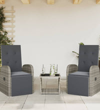 3-tlg. Garten-Essgruppe mit Kissen Grau Poly Rattan