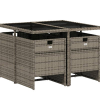 5-tlg. Garten-Essgruppe mit Kissen Grau Poly Rattan