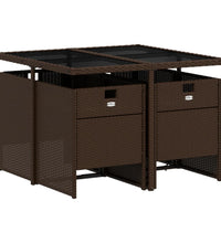 5-tlg. Garten-Essgruppe mit Kissen Braun Poly Rattan