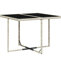 5-tlg. Garten-Essgruppe mit Kissen Hellgrau Poly Rattan