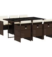 7-tlg. Garten-Essgruppe mit Kissen Braun Poly Rattan