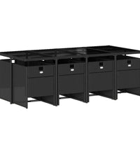9-tlg. Garten-Essgruppe mit Kissen Schwarz Poly Rattan