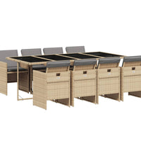 9-tlg. Garten-Essgruppe mit Kissen Beigemischung Poly Rattan