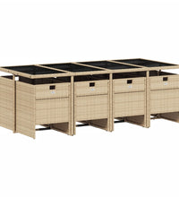 9-tlg. Garten-Essgruppe mit Kissen Beigemischung Poly Rattan