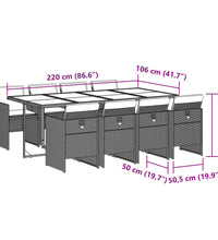9-tlg. Garten-Essgruppe mit Kissen Beigemischung Poly Rattan