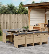 9-tlg. Garten-Essgruppe mit Kissen Beigemischung Poly Rattan