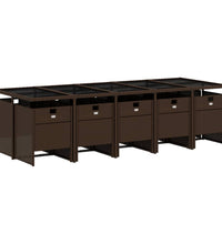 11-tlg. Garten-Essgruppe mit Kissen Braun Poly Rattan