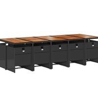 11-tlg. Garten-Essgruppe mit Kissen Schwarz Poly Rattan