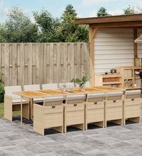 11-tlg. Garten-Essgruppe mit Kissen Beige Poly Rattan