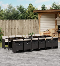 13-tlg. Garten-Essgruppe mit Kissen Schwarz Poly Rattan