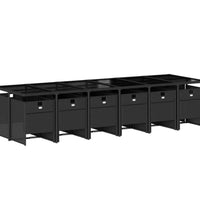 13-tlg. Garten-Essgruppe mit Kissen Schwarz Poly Rattan