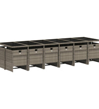 13-tlg. Garten-Essgruppe mit Kissen Grau Poly Rattan