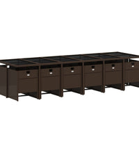 13-tlg. Garten-Essgruppe mit Kissen Braun Poly Rattan