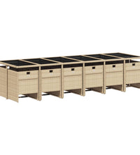13-tlg. Garten-Essgruppe mit Kissen Beige Poly Rattan