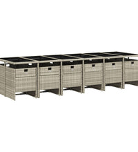 13-tlg. Garten-Essgruppe mit Kissen Hellgrau Poly Rattan