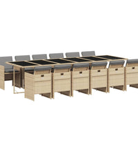 13-tlg. Garten-Essgruppe mit Kissen Beigemischung Poly Rattan