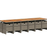 13-tlg. Garten-Essgruppe mit Kissen Grau Poly Rattan