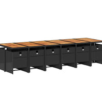 13-tlg. Garten-Essgruppe mit Kissen Schwarz Poly Rattan