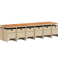 13-tlg. Garten-Essgruppe mit Kissen Beige Poly Rattan