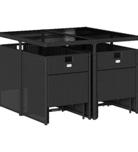 9-tlg. Garten-Essgruppe mit Kissen Schwarz Poly Rattan
