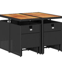 9-tlg. Garten-Essgruppe mit Kissen Schwarz Poly Rattan