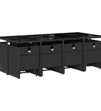 13-tlg. Garten-Essgruppe mit Kissen Schwarz Poly Rattan