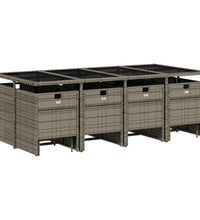 13-tlg. Garten-Essgruppe mit Kissen Grau Poly Rattan