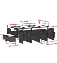 13-tlg. Garten-Essgruppe mit Kissen Braun Poly Rattan