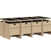 13-tlg. Garten-Essgruppe mit Kissen Beige Poly Rattan