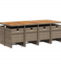 13-tlg. Garten-Essgruppe mit Kissen Grau Poly Rattan