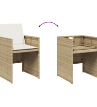13-tlg. Garten-Essgruppe mit Kissen Beige Poly Rattan